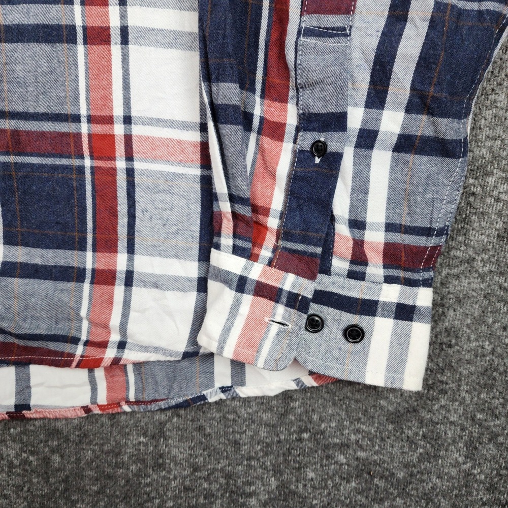 US Polo Assn Button Down Shirt Mens 2XL Navy Red White Plaid Long Sleeve Logo - Picture 7 of 9